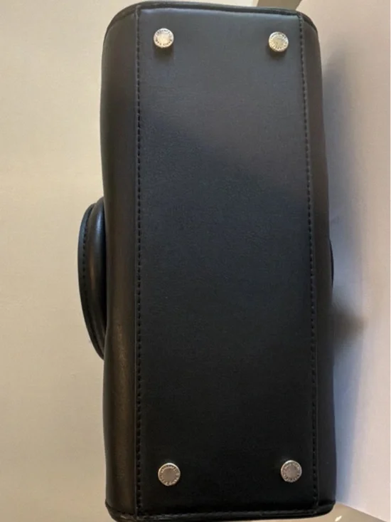 Karl Lagerfeld Black Leather Top-Handle Satchel with Gold Hardware - Picture 8 of 8